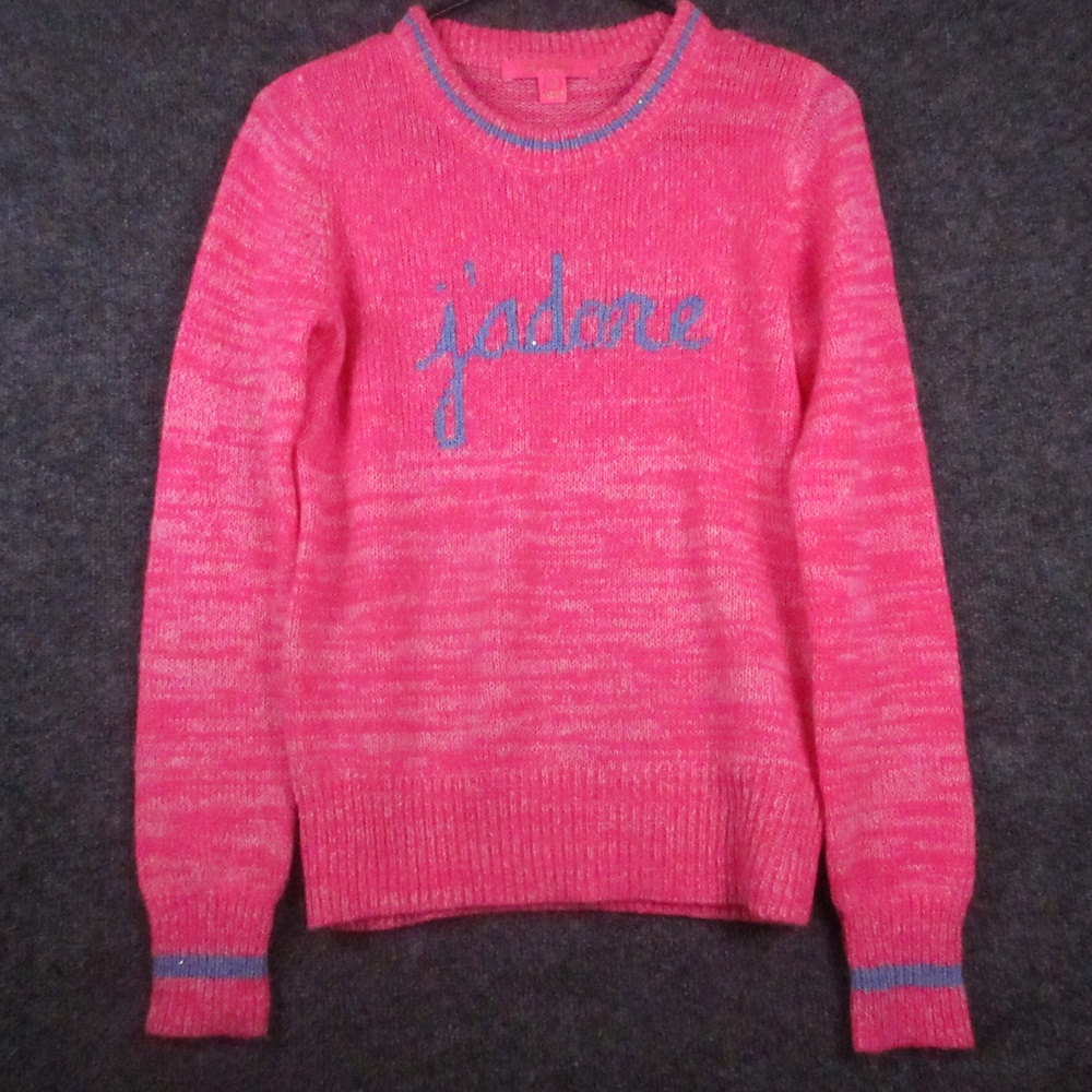 Lilly Pulitzer Sweater Womens XS Pink J'adore Paris Crew Neck Knit Pullover